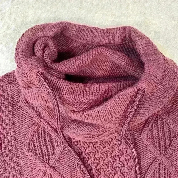 LL BEAN Signature Knit Cotton Funnel Neck Fisherman Sweater Pullover Women Small - Picture 10 of 12